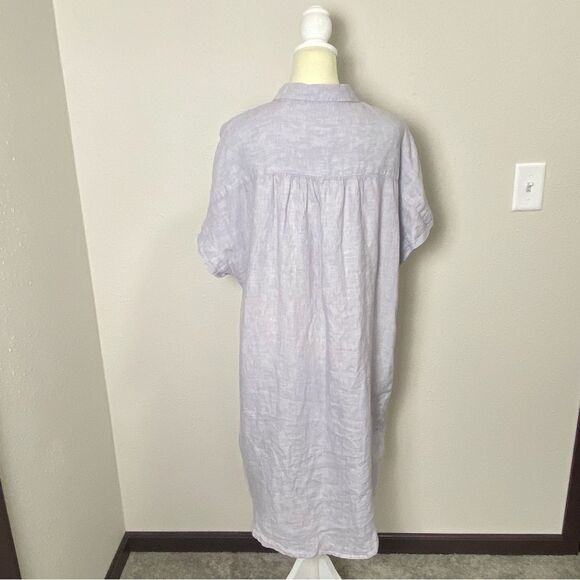 Tahari 100% Linen Short Sleeve Coastal Beachy Shirt Dress Women's Size 1X - Picture 2 of 14